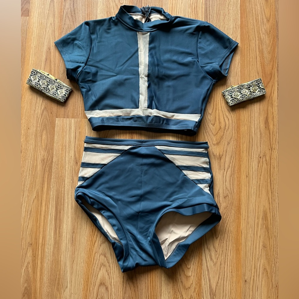 Custom 2 pce Crop Top Briefs w/ Accessories Dance Costume Sz Small Adult